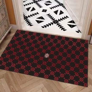 SIOWS Doormat with Non-Slip Backing, 17.7x29.5 Inches, Stain Resistant Polyester Fibers, Black Red