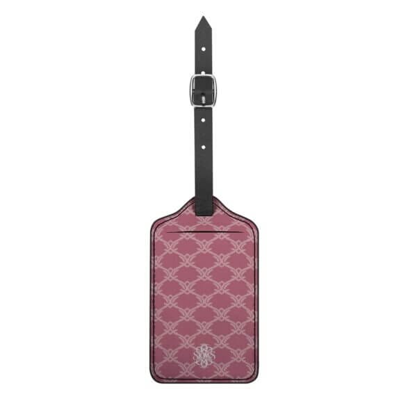 SIOWS Luggage Tag for Suitcase with Strap, Lightweight PU Leather, 4.6x2.8 inches, Pink Pattern