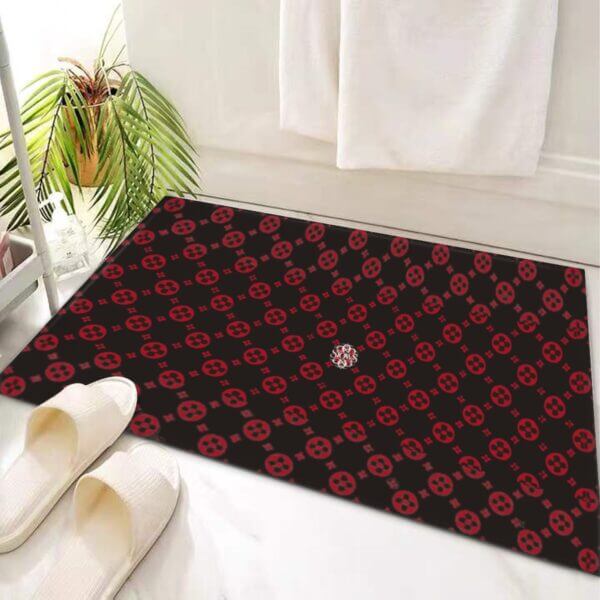 SIOWS Doormat with Non-Slip Backing, 17.7x29.5 Inches, Stain Resistant Polyester Fibers, Black Red